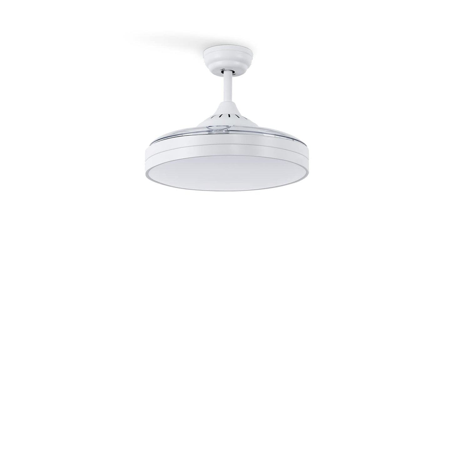 CREATE / WIND CLEAR M/Ventilador de techo con luz blanco con mando / 40W, Ø108 cm, temporizador, 6 velocidades, aspas retráctiles, 3 temperaturas de luz, función verano-invierno
