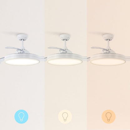 CREATE / WIND CLEAR M/Ventilador de techo con luz blanco con mando / 40W, Ø108 cm, temporizador, 6 velocidades, aspas retráctiles, 3 temperaturas de luz, función verano-invierno